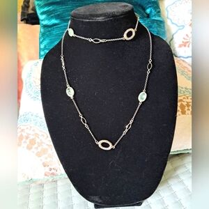 Vintage Sterling Silver Coldwater Creek Sea Green Chalcedony Designer Necklace
